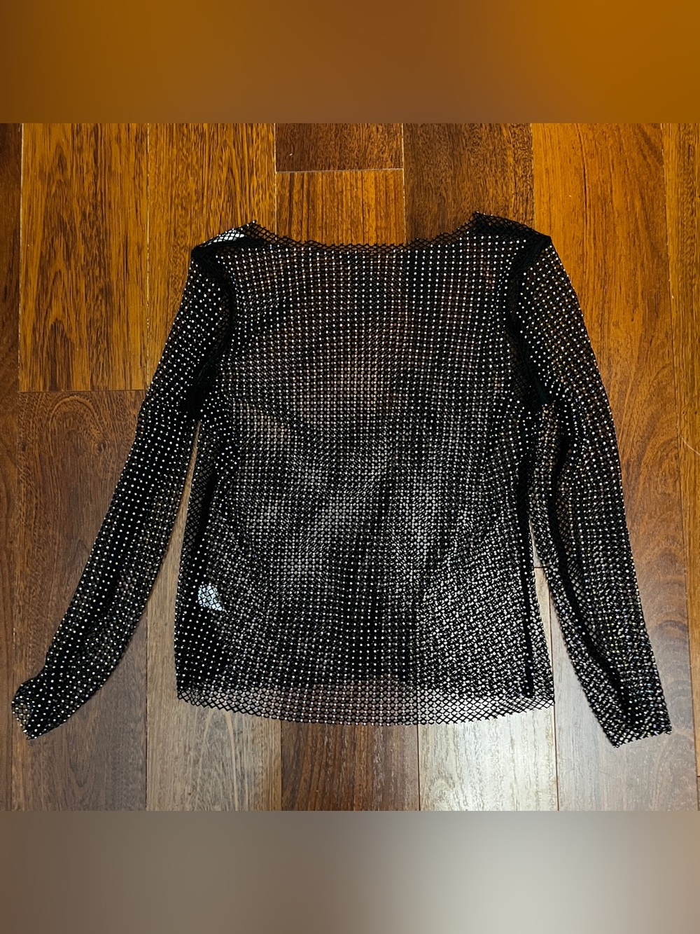 Davi&Dani black rainbow sparkle mesh shirt- L